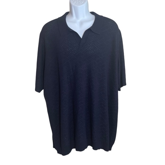 Elie Tahari Men’s Navy Blue Polo Short Sleeve Sweater 3X Big & Tall Textured NWT - Picture 1 of 10